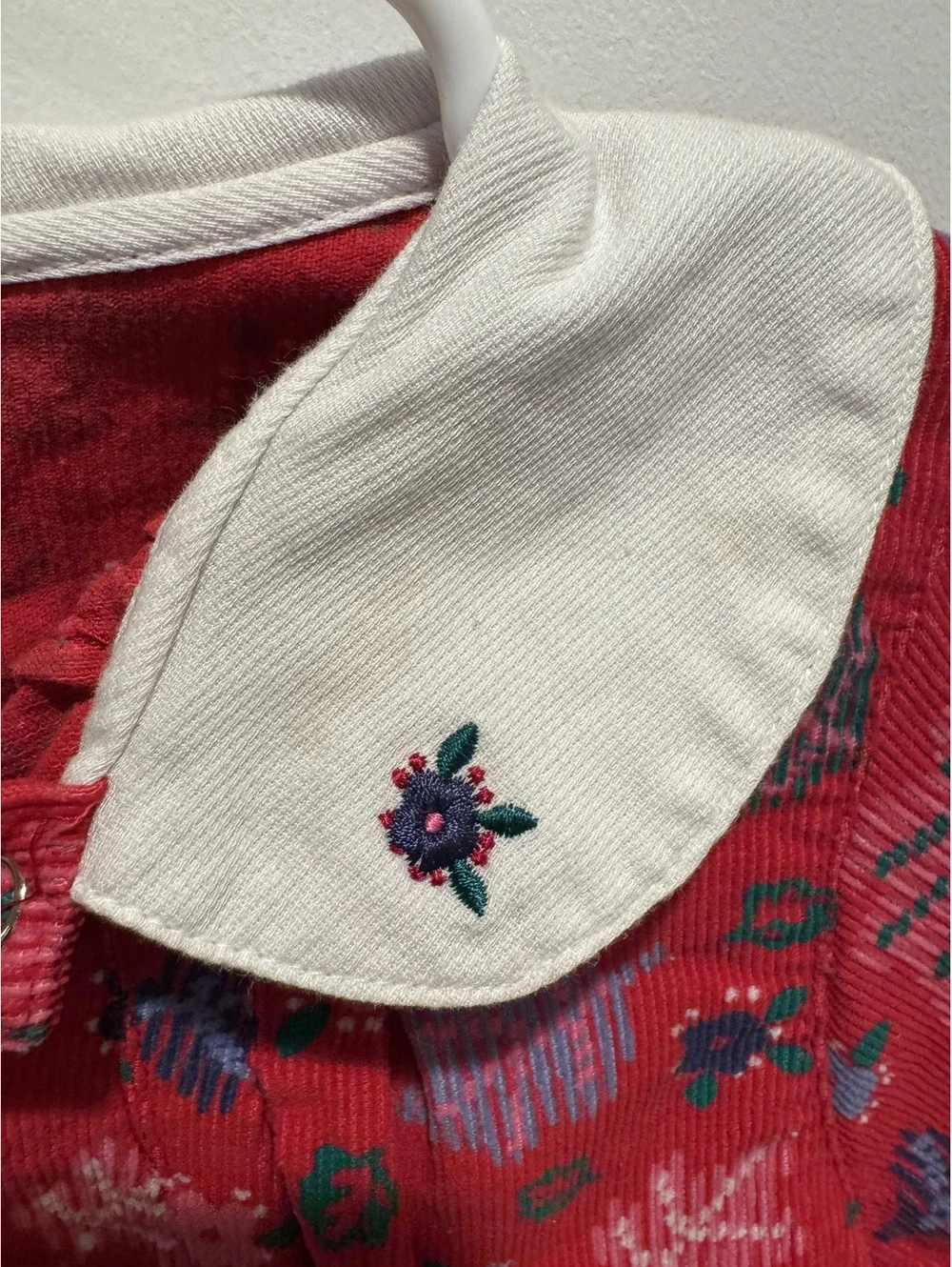 Vintage Rainbow Gymboree Girls XX-Large Red Floral Corduroy Button-Up Shirt